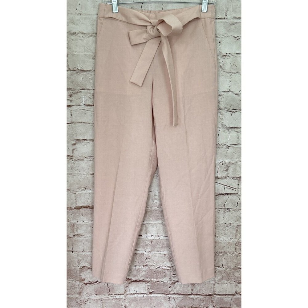 J. CREW Womens $138 Tie Waist Wool Blend Cropped Dress Pants Blush Pink Size 4
